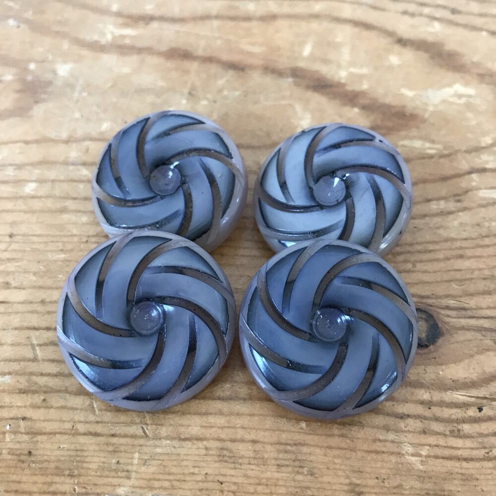 Vtg Mid Century Set Lot 4 Moonglow Gray Purple Patterned Round Circle Buttons